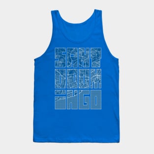 Santo Domingo, Dominican Republic Map Typography - Blueprint Tank Top